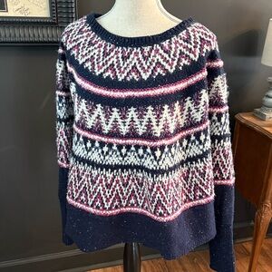 Sleeping in snow anthropology blue pink wool blend sweater shawl